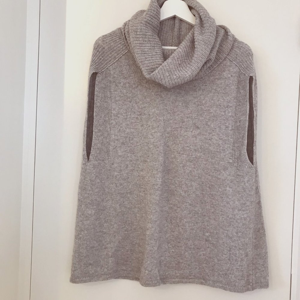 From Italy Heather Wool Blend Cowl Neck Pancho